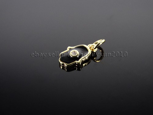 Colorful Eye Hamsa Rhinestones Pave Pendant Connector Charm Beads Silver Gold - Picture 25 of 74