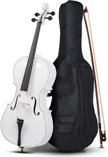 Full-Size Cello, Beginner Cello 4/4, Acoustic Cello Set with Portable Bag, Bow,