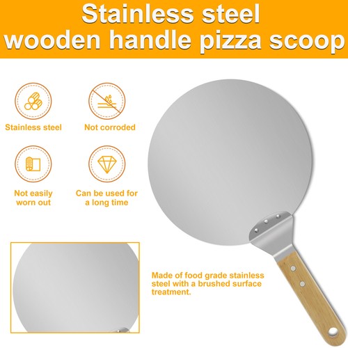Pizza Lifter Stainless Steel Pizza Peel with Wood Handle Dishwasher Safe qrwYh - Picture 5 of 11