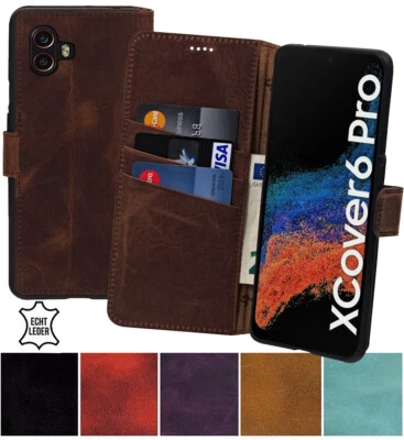 SUNCASE® Hülle für Samsung Galaxy XCover 6 Pro Tasche Book Leder Schutz Cover Wallet Case