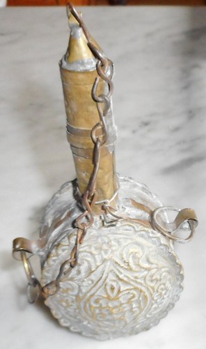 pulver flasche messing oval alt antik orientalisch verziert top vintage deko - Picture 8 of 12
