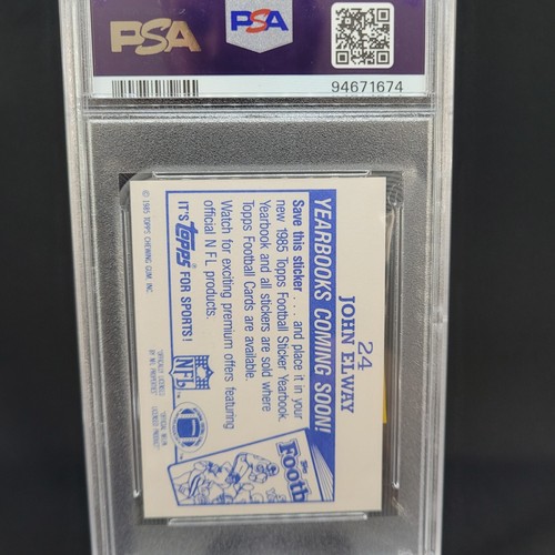 1985 Topps Stickers John Elway #24 Coming Soon - PSA 9 - Picture 2 of 2