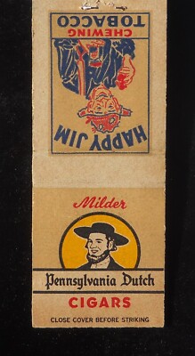1950s Pennsylvania Dutch Cigars Milder Happy Jim Chewing Tobacco Red Lion  PA MB