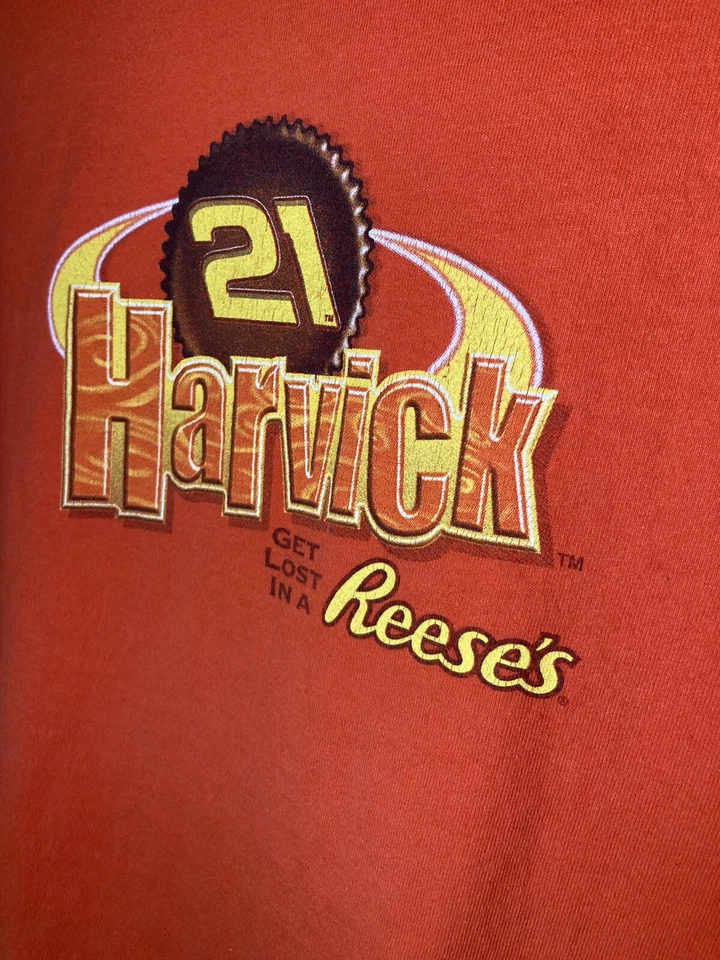 Vintage Kevin Harvick Reese’s #21 Full Print Shirt NASCAR Mens XL Busch Series - Image 4 of 4