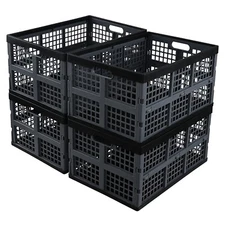Idotry 4X 42L Plastic Folding Storage Crate Stackable Collapsible Storage Basket