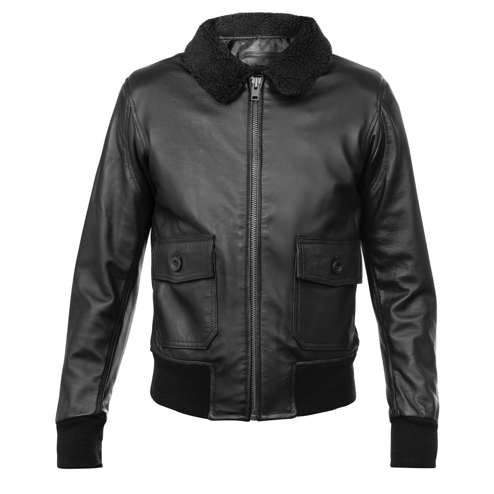 Leather Jacket Pilot Bomber Biker  Black & Brown Coat 707 TACTICAL GEAR-image