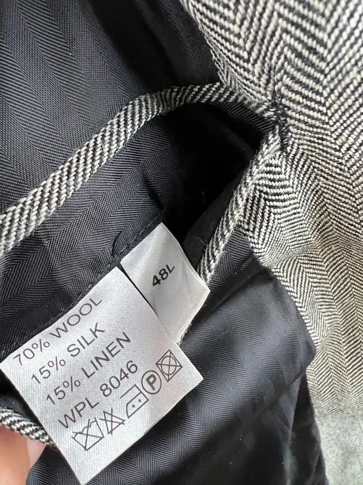 Club Room for Macy's Gray Chevron Suit Jacket Coat Wool Blend Men's Size 48L - Image 4 of 4