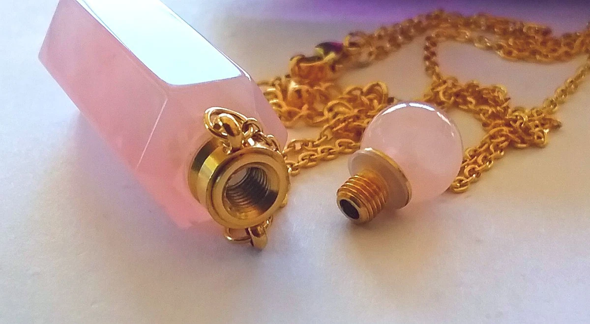 CRYSTAL URN Necklace Large ROSE QUARTZ Urn Necklace Pink Cremation Urn