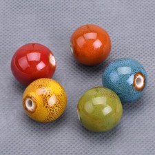 5pcs 18mm Big Round Fancy Glaze Ceramic Porcelain Loose Beads For Jewelry Making