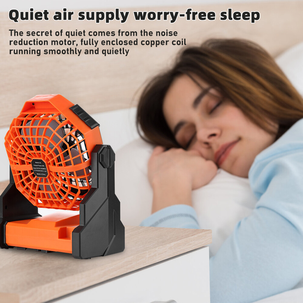 20000mAh Camping Fan Rechargeable for Tent with LED Light USB Desk Fan