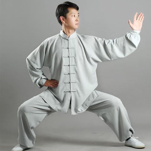 Cinese Kung Fu Tai Chi Suit Cotone Lino Camicia + Pantaloni Wushu Divisa - Foto 13 di 15