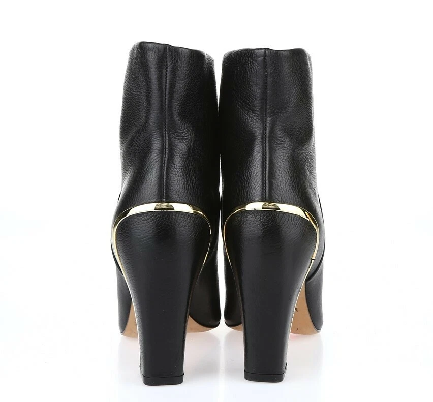 Женские черные кожаные короткие сапоги без застежек DIANE VON FURSTENBERG размер 5 М - Изображение 4 из 4