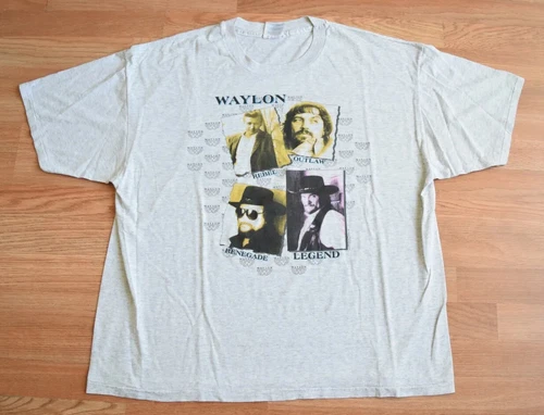 Rare Waylon Jennings Outlaw Tour Shirt Tee XL C 1990s vintage concert t-shirt, vintage, size XL, single stitch, B+ condition