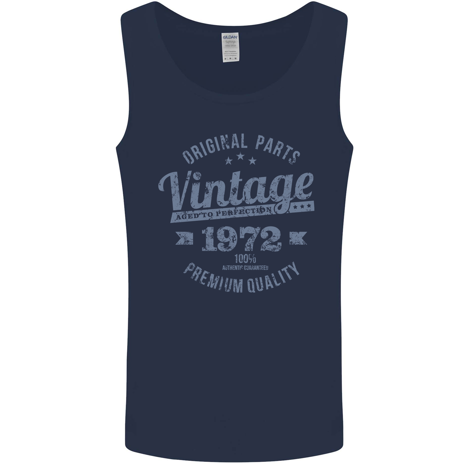 Vintage Year 53rd Birthday 1972 Mens Vest Tank Top Navy Blue