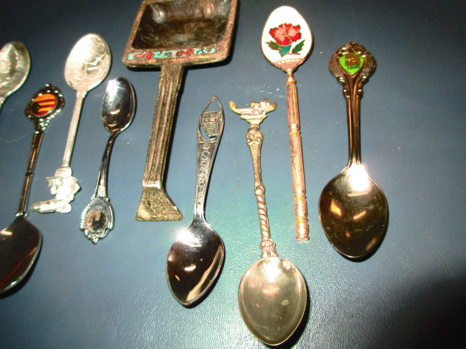 LOT x 9 Mixed Souvenir Spoons Vintage Mixed Metals as shown Collectable