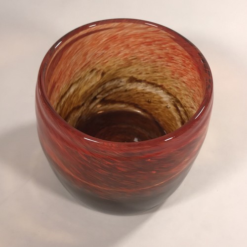Art Glass Candle Holder Handmade Hand Blown Amber Brown Ombré Swirl Pattern - Picture 10 of 12