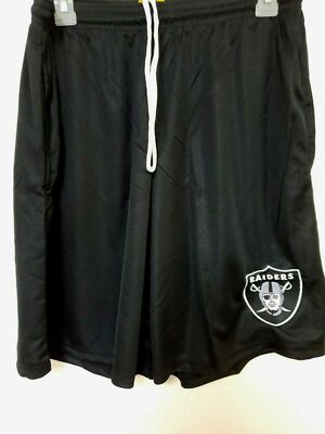 0725 Mens NFL Team Apparel LAS VEGAS RAIDERS Shorts BLACK SILVER POCKETS New