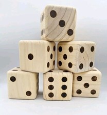 6 Large Jumbo Wood Yard Game Dice 3.5  New Quality Made Product Yahtzee