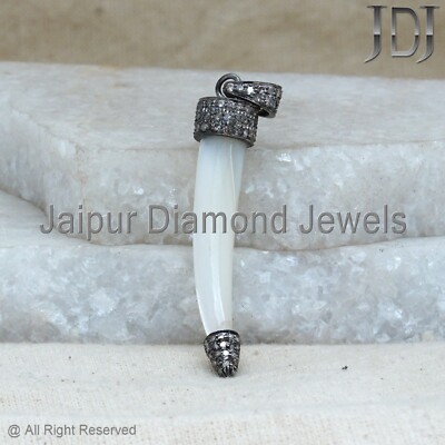 Natural Pave Diamond 925 Sterling Silver Jewelry Pearl Gemstone Pendant