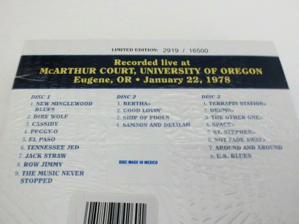 Grateful Dead Dave's Picks 23 McArthur Court Oregon Ducks UO Eugene 1/22/78 3 CD Foto 4 de 4