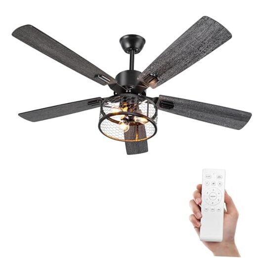 52 Inch Farmhouse Ceiling Fan with Lights and 52