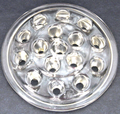 Clear Floral Glass Frog 16 Holes Round No Cracks Or Chips 5 '' Diameter Vintage