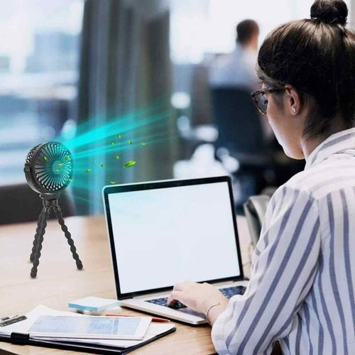 5 in. Mini Desk Fan Black, USB Powered, 3 Speeds, 360 Tilt, Portable Use - Picture 7 of 7