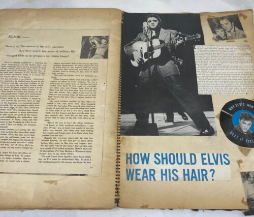 ÁLBUM DE RECORTES DE RECUERDOS DE FANS DE ELVIS PRESLEY de colección clip de periódico militar - Imagen 3 de 12