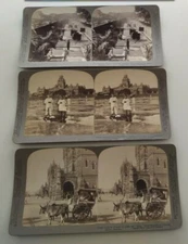 (3) Bombay India Underwood Stereoview Photos Burning Place Ekka