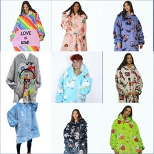 Winter Warm Women's Oversized Hoodie Blanket Cozy Fleece Wearable Sweatshirt