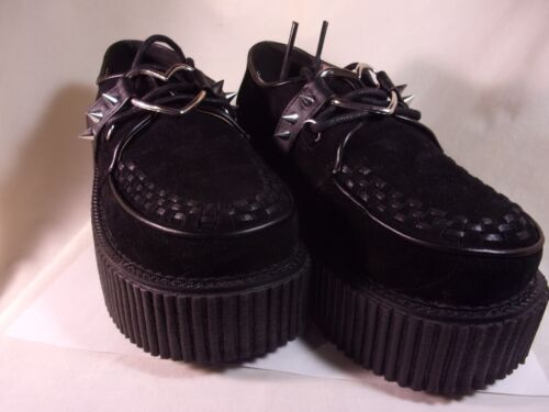 Sapatos Creepers Demonia Preço - Creeper-606 Couro Homem Branco Pretas