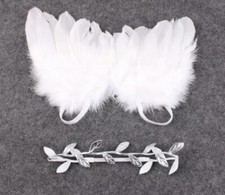 Baby Engel Flügel Weiß Silber Stirnband Fotoshooting Neugeborenen Fotografie