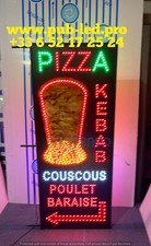 ENSEIGNE LUMINEUSE LED DOUBLE FACES “KEBAB-PIZZA” AVEC FLECHE PROGRAMMABLE