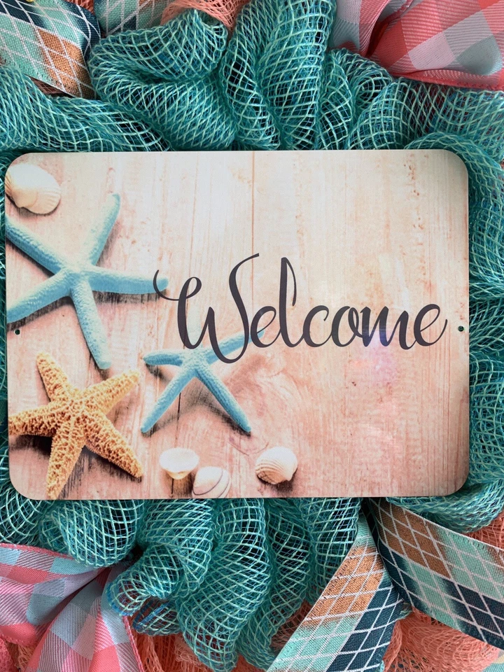 Bright colored starfish wreath. Beach wreath. - Image 2 of 4