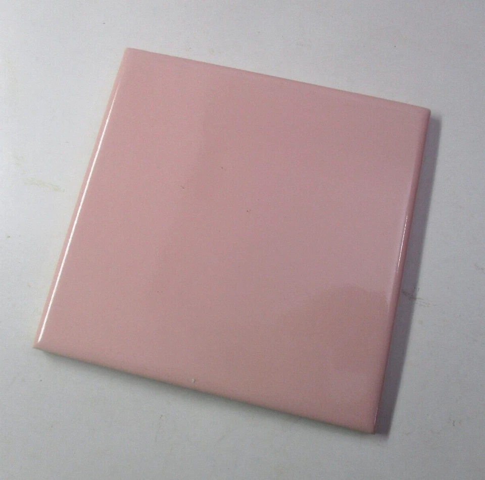 1 Wall Tile Atco USA 4-3/8" Square Gloss Baby Pink Ceramic 1950 Retro Vtg MCM - Image 3 of 4