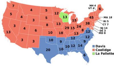 1924 US PRESIDENT ELECTION ELECTORAL COLLEGE MAP POSTER PICTURE PHOTO PRINT 6454