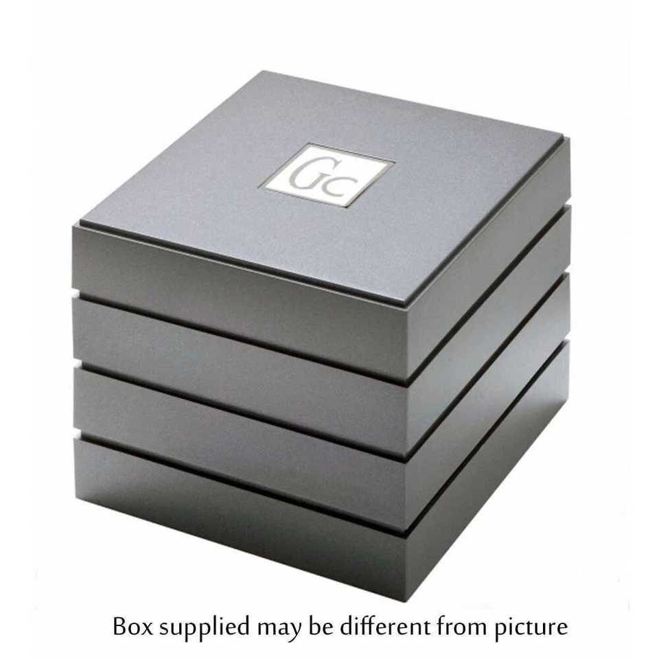 Nuevo Gc Guess Marciano Diseñador Reloj Caja Gris Oro Acero Correa Eslabón Cronógrafo Foto 2 de 4