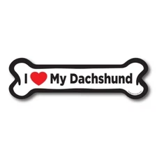 I Love My Dachshund Dog Bone Car Magnet - 2x7 Dog Bone Auto Truck Decal Magnet
