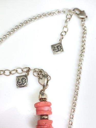 Juego de collar y pulsera de disco con cuentas de coral de plata de ley 925 firmada por diseñador S - Imagen 5 de 7