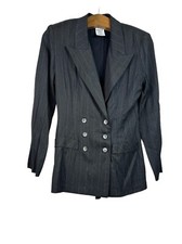 All That Jazz Vintage Chorus Line Women Blazer Sz 7/8 Black Pin Stripe USA Made