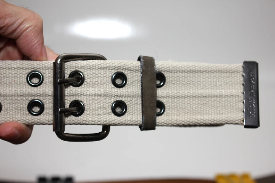 Cinturón con correas beige XIOS - Hebilla de doble rodillo - Ojales - Talla S/M - 43" de largo Foto 3 de 4