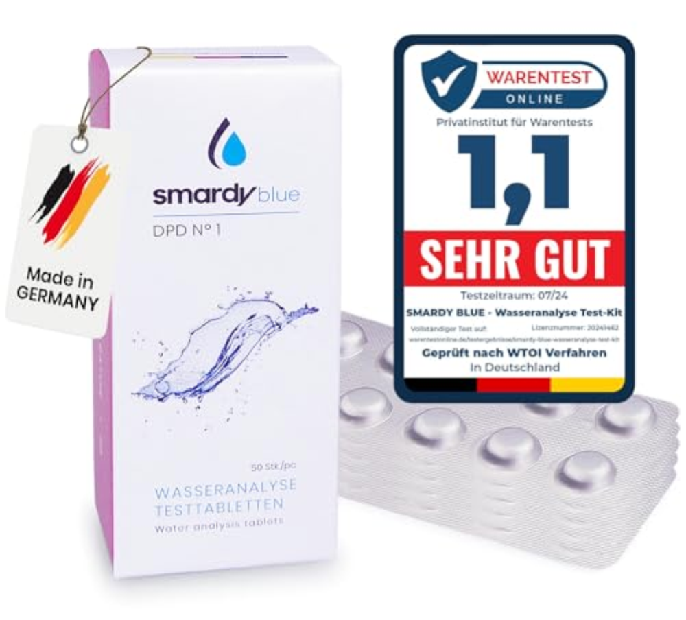 smardy 50 Compresse di Prova Fotometro DPD1 (Cloro libero) Reagenti per Tester E