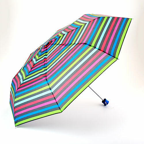 Rainbow Pride Stripe Multi Color Umbrella Big 42" Width High Gloss Blue Handle - Picture 7 of 12