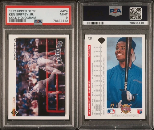 1992 Upper Deck #424 KEN GRIFFEY, JR. GOLD HOLOGRAM, PSA 9, MINT