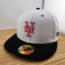 New York Mets Fitted Hat, Neon, Highlighter Accents, 1986, New Era 5950, 7 3/4