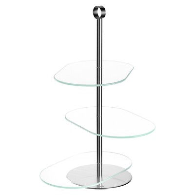 Leonardo CENA Etagere Servierständer Glas Edelstahl Transparent 3 Etagen H 29 cm