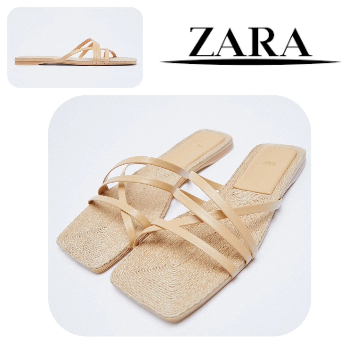zara beige flat sandals