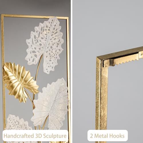 Set of 2 Metal Wall Art Panels, Modern Leaf Décor for Living Room, Bedroom - Picture 6 of 6