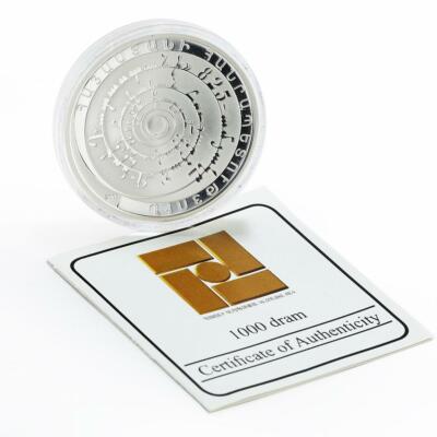 Armenia 1000 dram 825 Years of the Codex by Mkhitar Gosh silver coin 2009