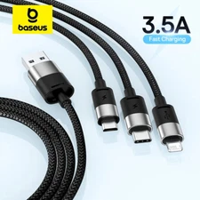 Baseus 3 in 1 3.5A Cable USB Fast Charge Cable Micro Type C For iPhone Samsung